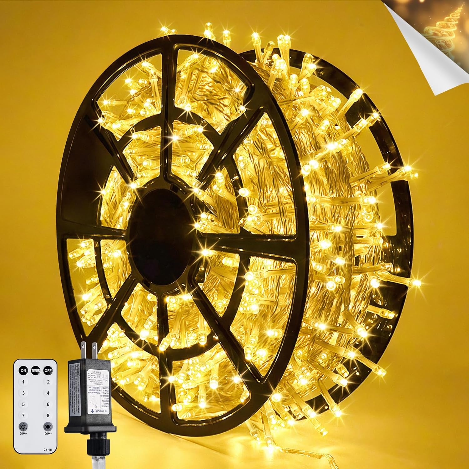 168FT 600 LED Christmas Lights Outdoor Waterproof Clear Wire Indoor String Lights for outside Warm White Christmas Tree Lights Plug in for Bedroom Wedding Party Valentines Decor