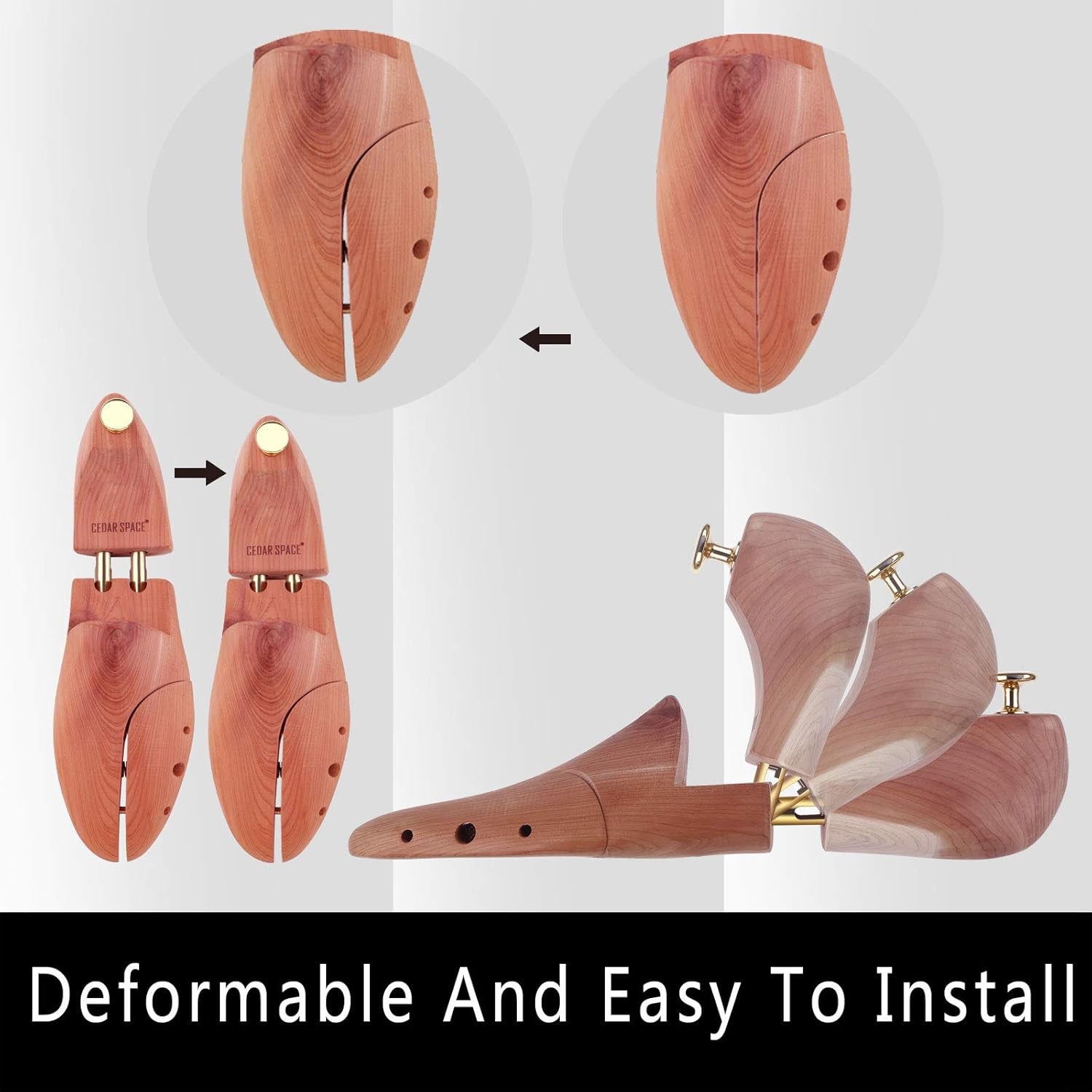 Cedar Shoe Trees for Men, 7.5-14 Sizes Cedar Shoe Trees, 2 Pairs Wooden Shoe Stretcher Tree