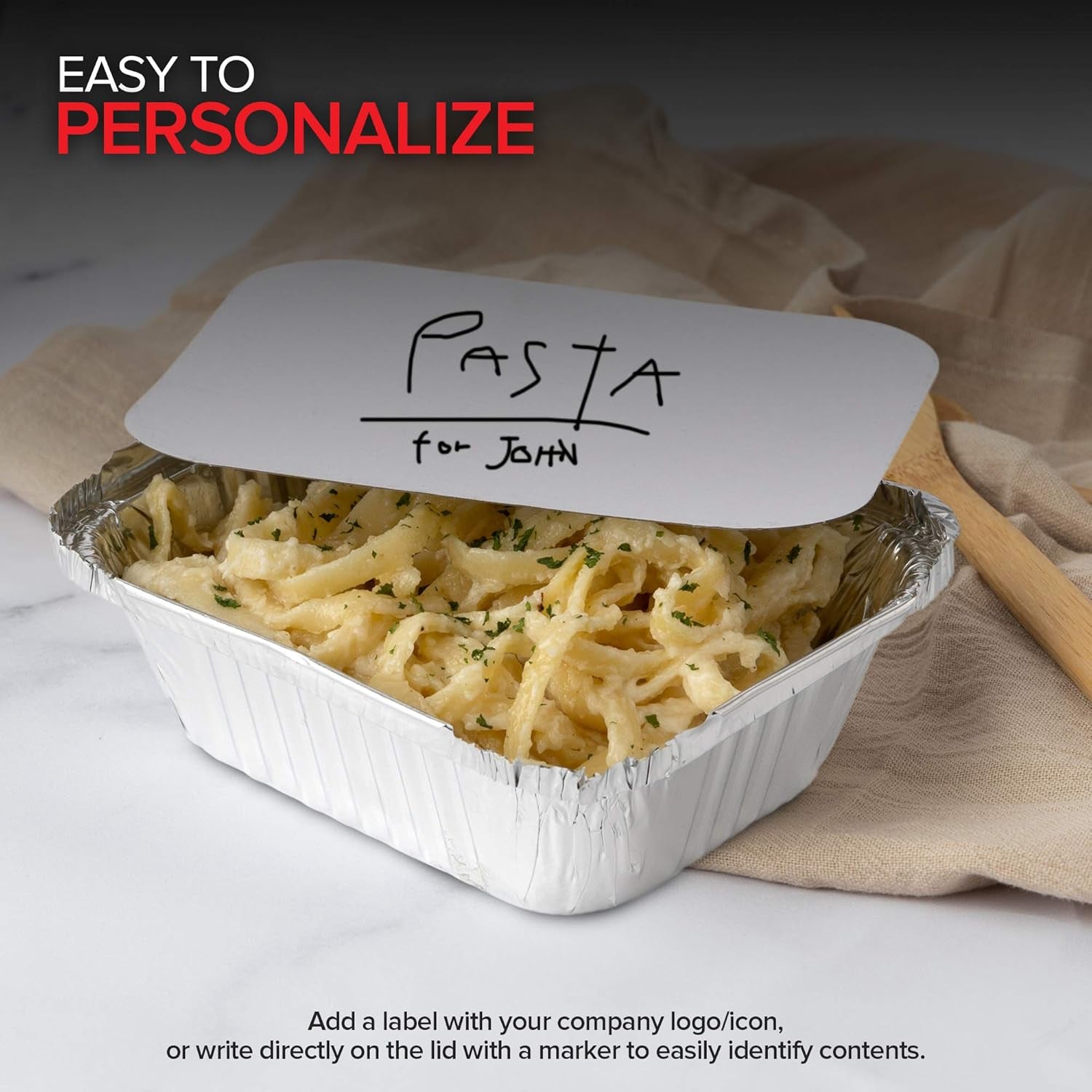 1 Lb Aluminum Disposable Cookware with Lids (25 Pack) - Foil Pans with Cardboard Lids - Recyclable Takeout Trays - Food Containers for Restaurants, Catering, Delis